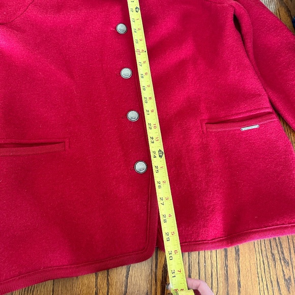 GEIGER Austria Red Boiled Wool Blazer Jacket Coat Cardigan - Picture 10 of 11